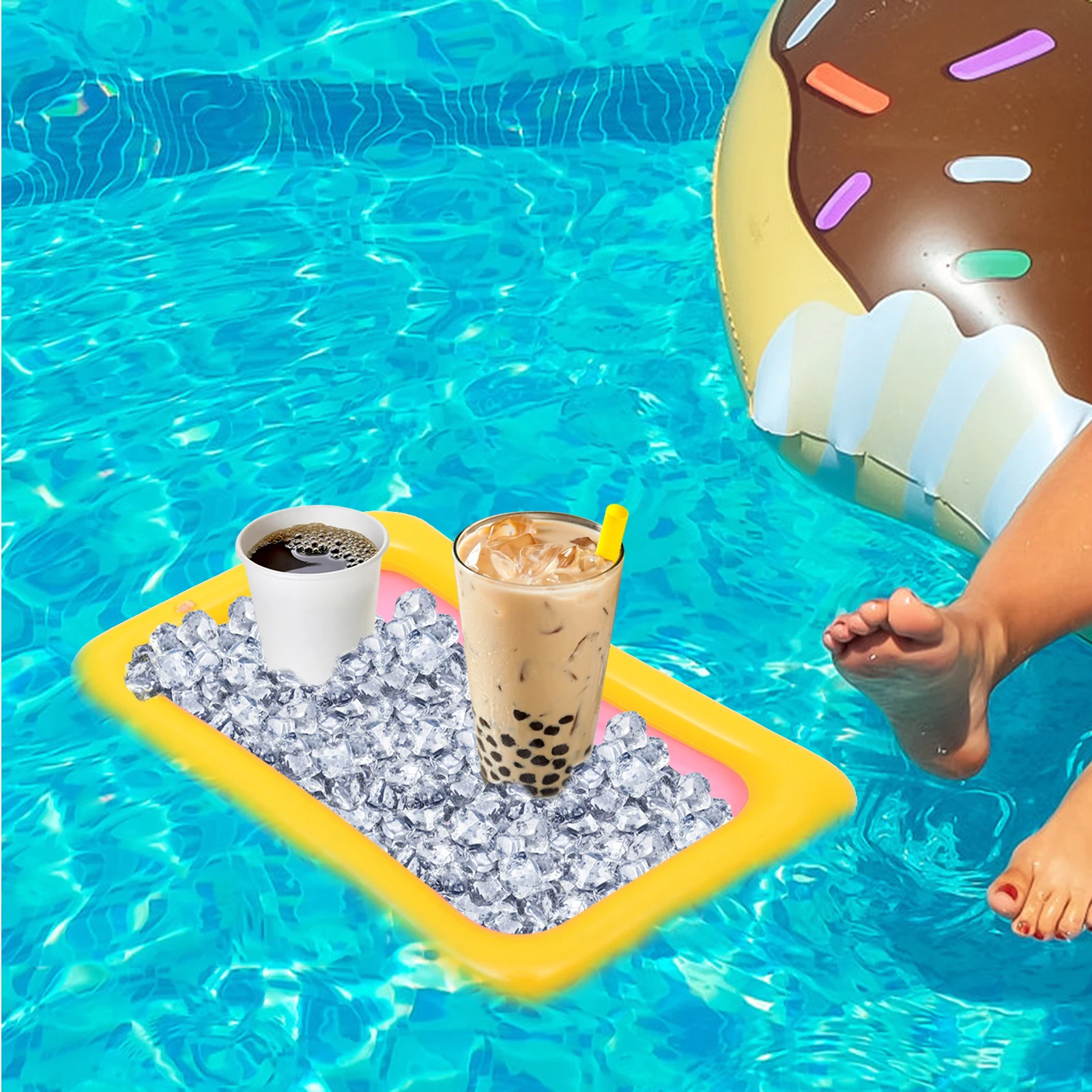 4 Pcs Inflatable Ice Bar Sand Toys 60x45cm Mix Colors Kids Play Sandbox PVC Tray Beach Tool Creative Molds Educational