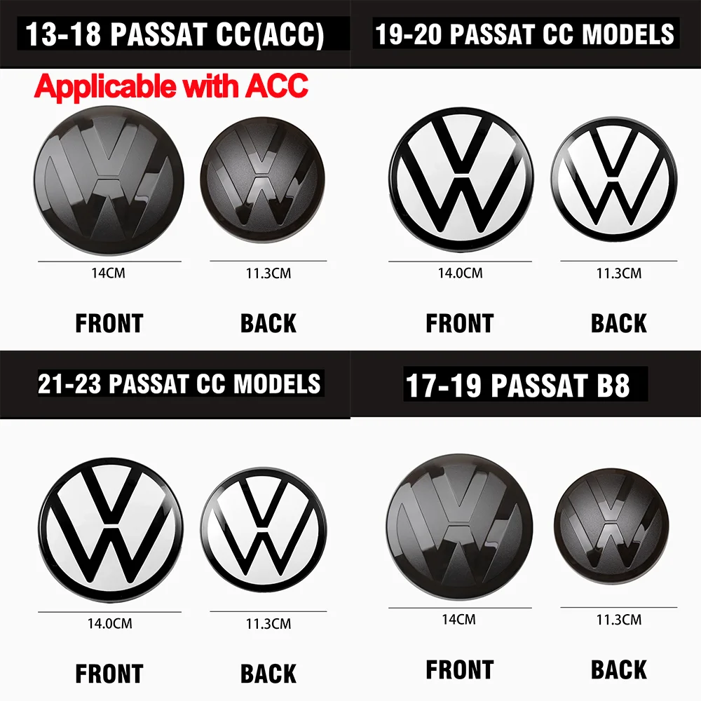 Black/White Car Front Grill/Rear Emblem Lid Covers Logo Sticker For VW PASSAT CC 2013-2023 PASSAT B8 2017-2019 Auto Accessories