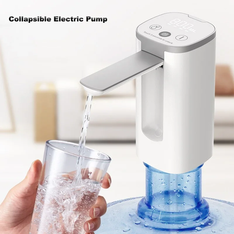 

Electric Water Dispenser Bottle Pump Fingerprint Unlocked Water Pump for 5 Gallon Automatic Drinking Water Pump Portable Outdoor