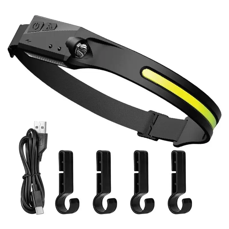 Rechargeable Headlamp Bright Led Headlight Wide Beam Work Headlamp USB Headband Camping Running Headlamps With Motion Sensor For