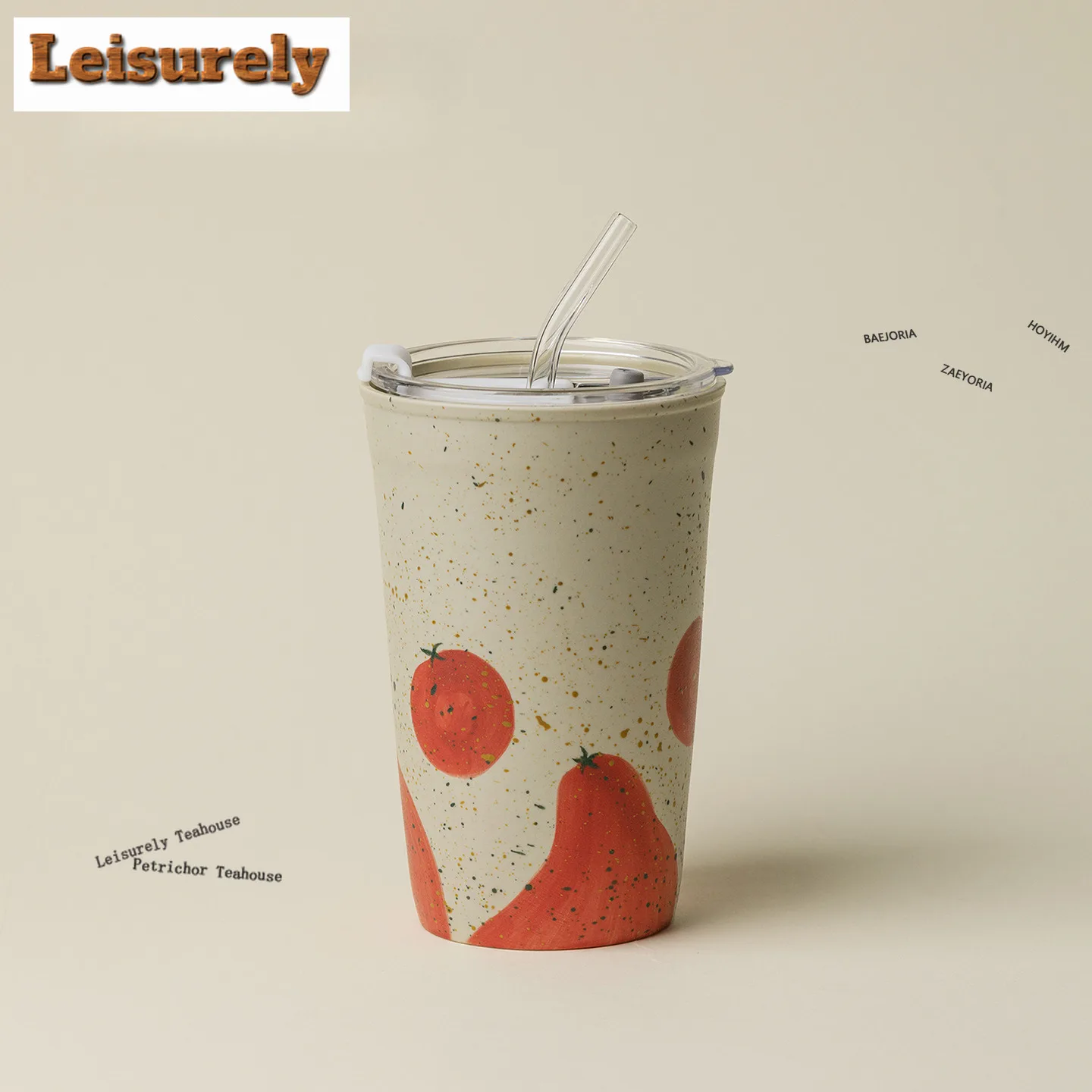 HOYIHM 700ml Hand-painted Persimmon Cola Mug Personal Mug Bubble Teacup Cold Hot Water Jug Household Hand Warmer Tea Items Gifts