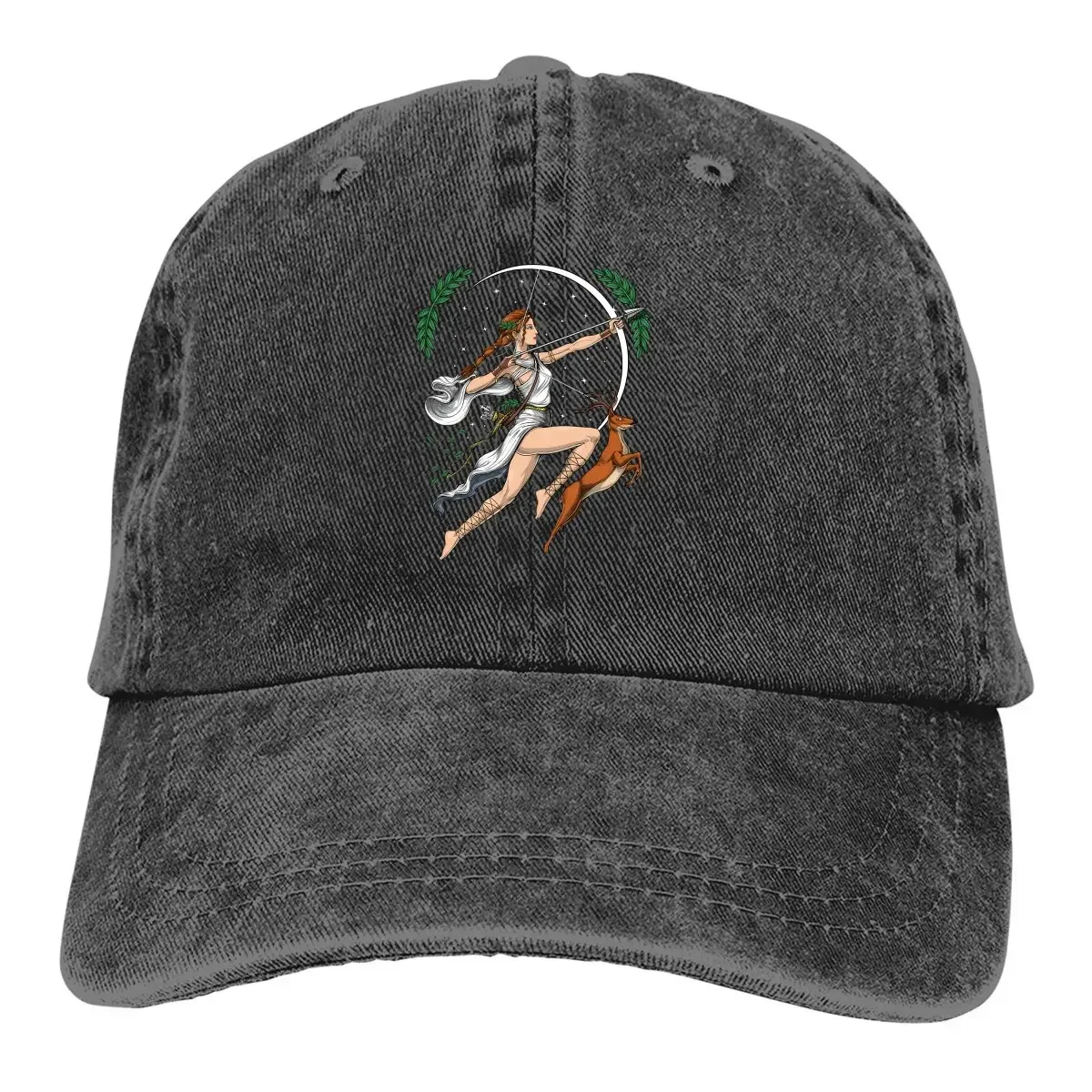 

Washed Men's Baseball Cap Artemis God Trucker Snapback Caps Dad Hat Greek Goddess Golf Hats