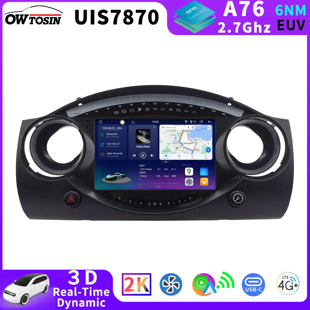 

4G WiFi Android 13 A7870 12G + 256G Автомобильный головной блок Радиоплеер для BMW MINI Hatch Cooper R50 R52 R53 2000-2006 GPS CarPlay Стерео