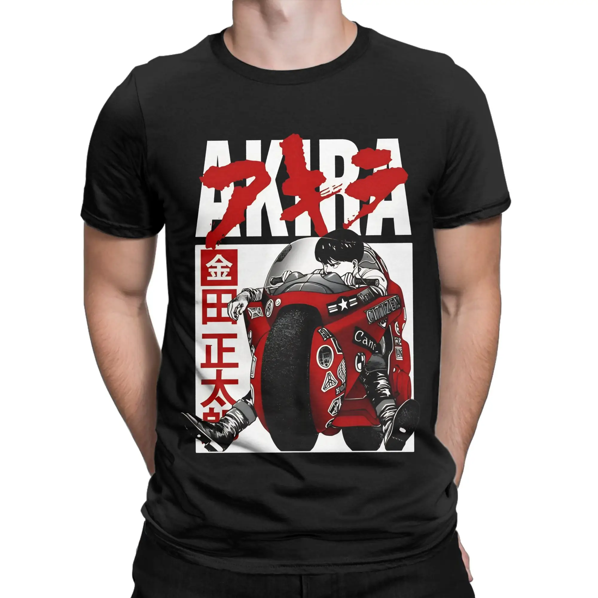 Futuristic Red Motorcycle  Classic AKIRA Funny Graphic 100% Cotton T-Shirt Tees Tops For Men