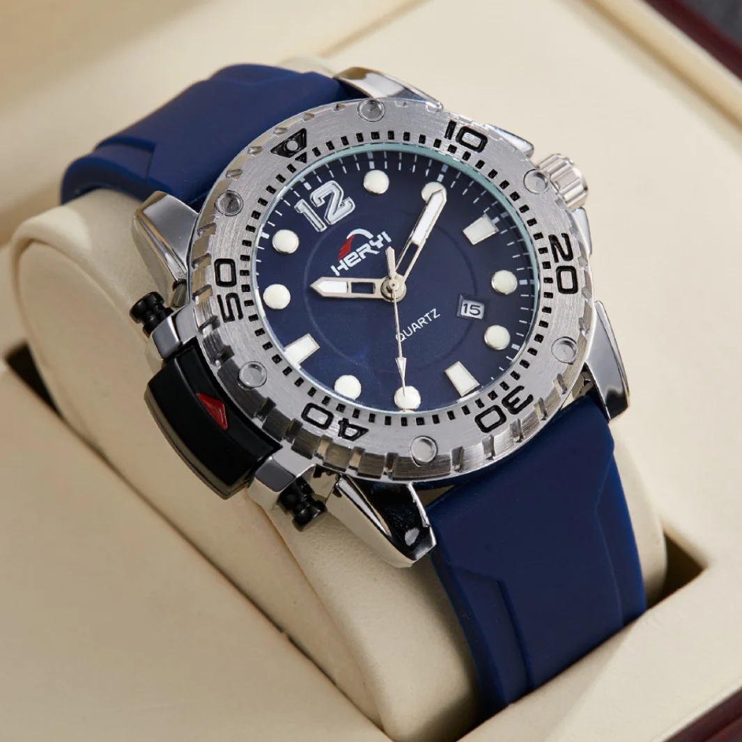 2025 new men's watch brand genuine sports men's large dial light luxury men's casual simple business watch