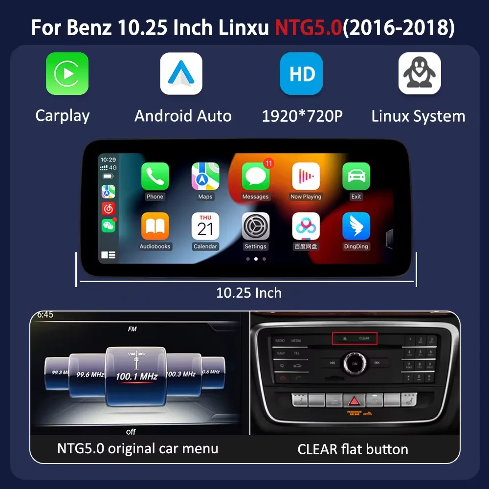 10.25“ Linux Autoradio Voor Mercedes Benz B Klasse W245 W246 2011-2018 Multimedia Speler Draadloze Carplay Android Auto BT Stereo
