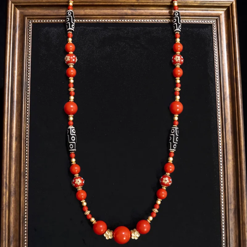 

Chinese Tibetan Tianzhu Cinnabar Imitation Coral Red Necklace