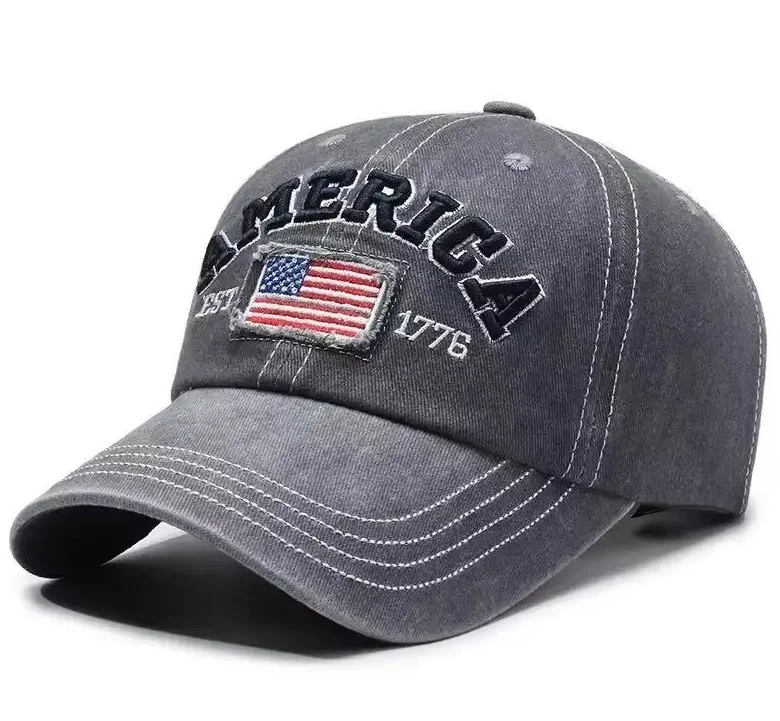 AMERICA Letter Vintage Washed Denim Baseball Cap For Men Women Sports Leisure Fishing Outdoor Sun Protection Snapback Hat