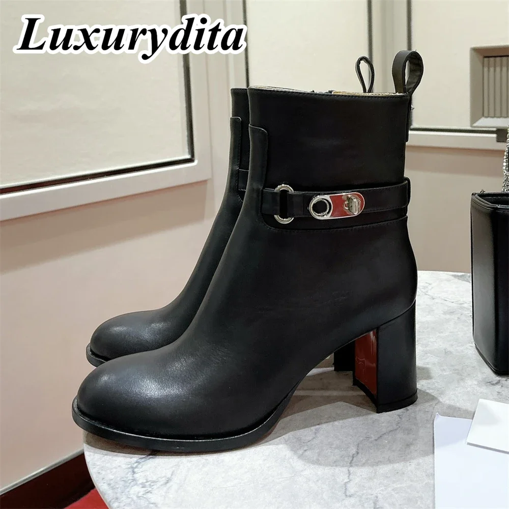 

Top Quality Womens High Heel Boots Luxury Fashion Women Ankle Boots Designer Red heel leather sole over the knee boots 0724