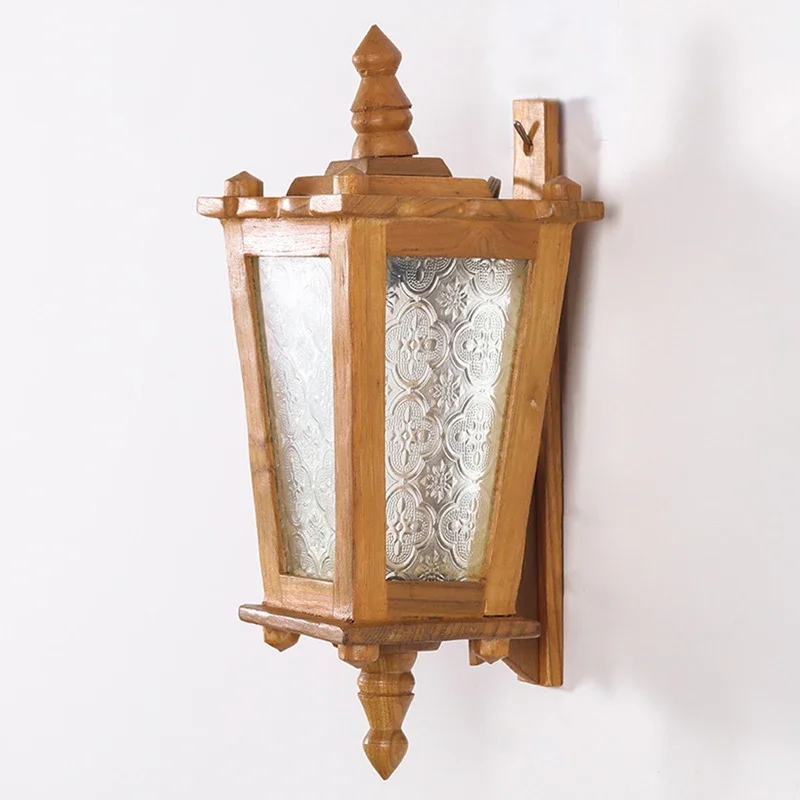 Handmade Carved Carved Glass Lamp Shade, Vintage Wall Lamp, Corridor Passage Decorative, Stable Solid Wood, Hanging Hole