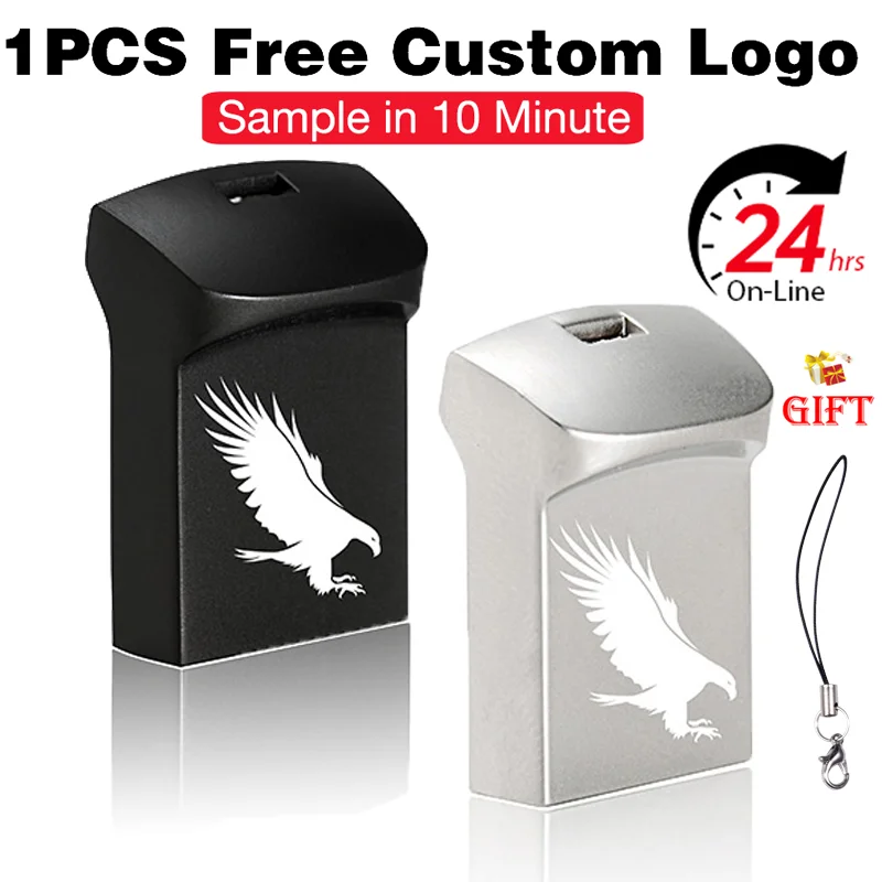 

Free Custom Logo USB Flash Drive 128GB 64GB Free Chain Memory Stick 32GB Laser Engraving Pen Drive 16GB 8GB Mini Metal USB Stick