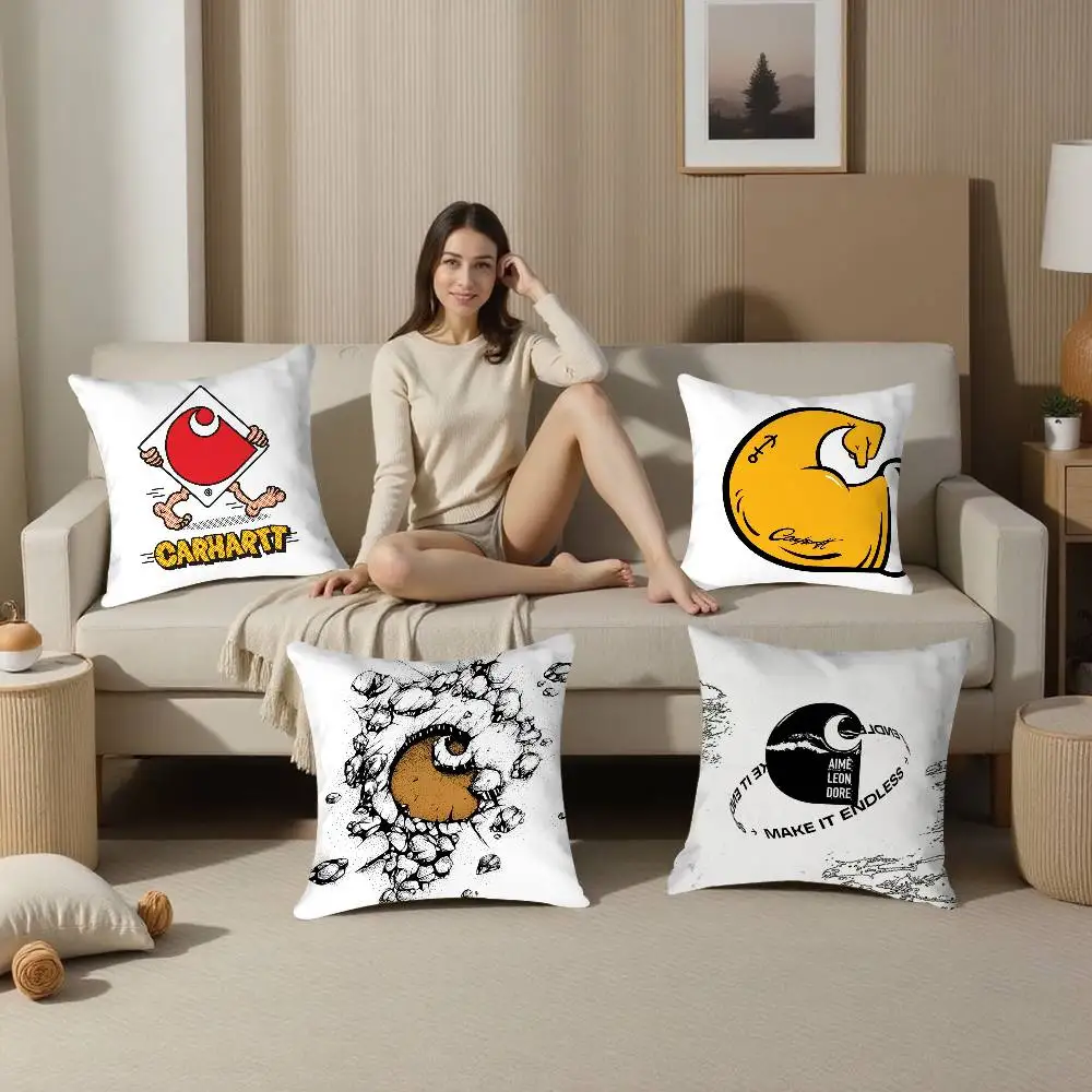 Luxury C-Carhartts-S ยี่ห้อหมอน Plush ผ้านุ่มพิมพ์สองด้านโซฟาเบาะรองนั่งโยนหมอนครอบคลุม