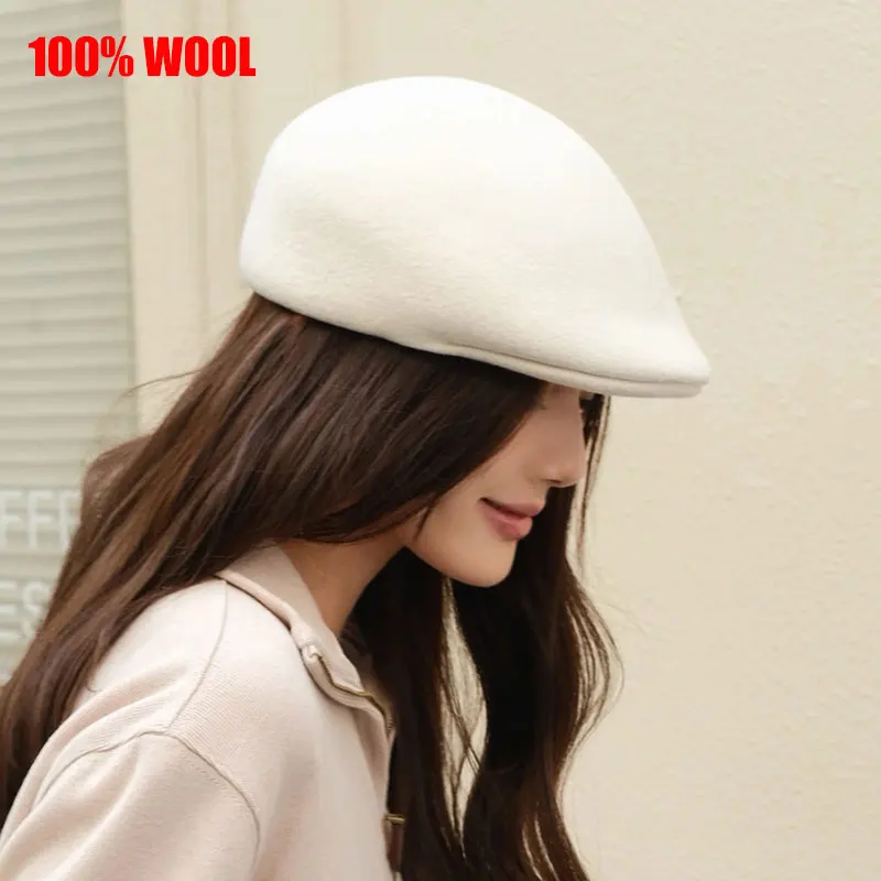 

Новая зимняя классическая кепка из 100% шерсти из фетра, женская кепка с козырьками для отдыха, модный берет, кепка высокого качества, роскошная кепка Visiere