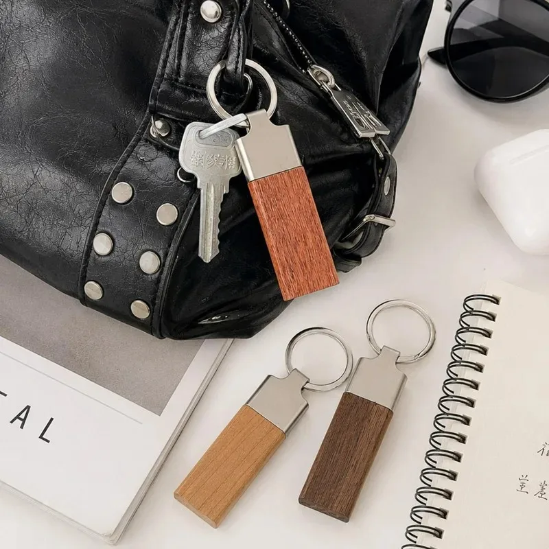 1/10pcs Wooden Keychain Blank DIY Laser Engraving Natural Rosewood Walnut Cherry Unfinished Wood Key Ring with Metal Split Ring