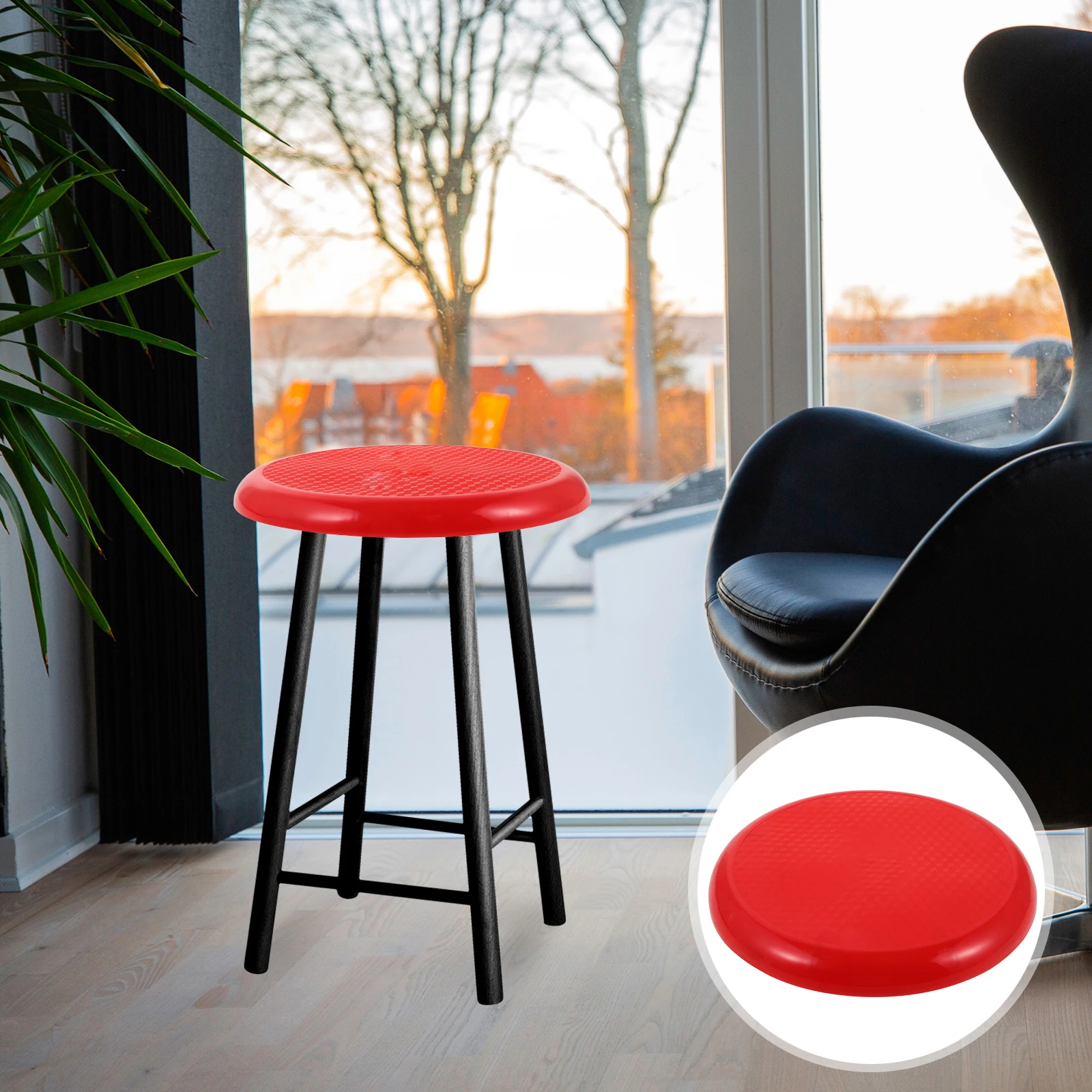 

Round Stool Seat Cover 29cm Diameter Plastic Red No Hole Wear Resistant Garden Chair Seat Replacement Bar Stool Accessory