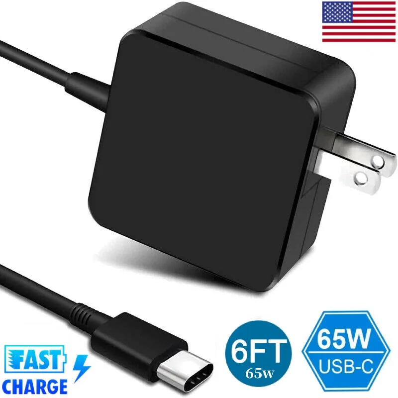 

65W USB-C Charger PD Power Adapter For Samsung Galaxy Book Pro 360 13.3" 15.6"