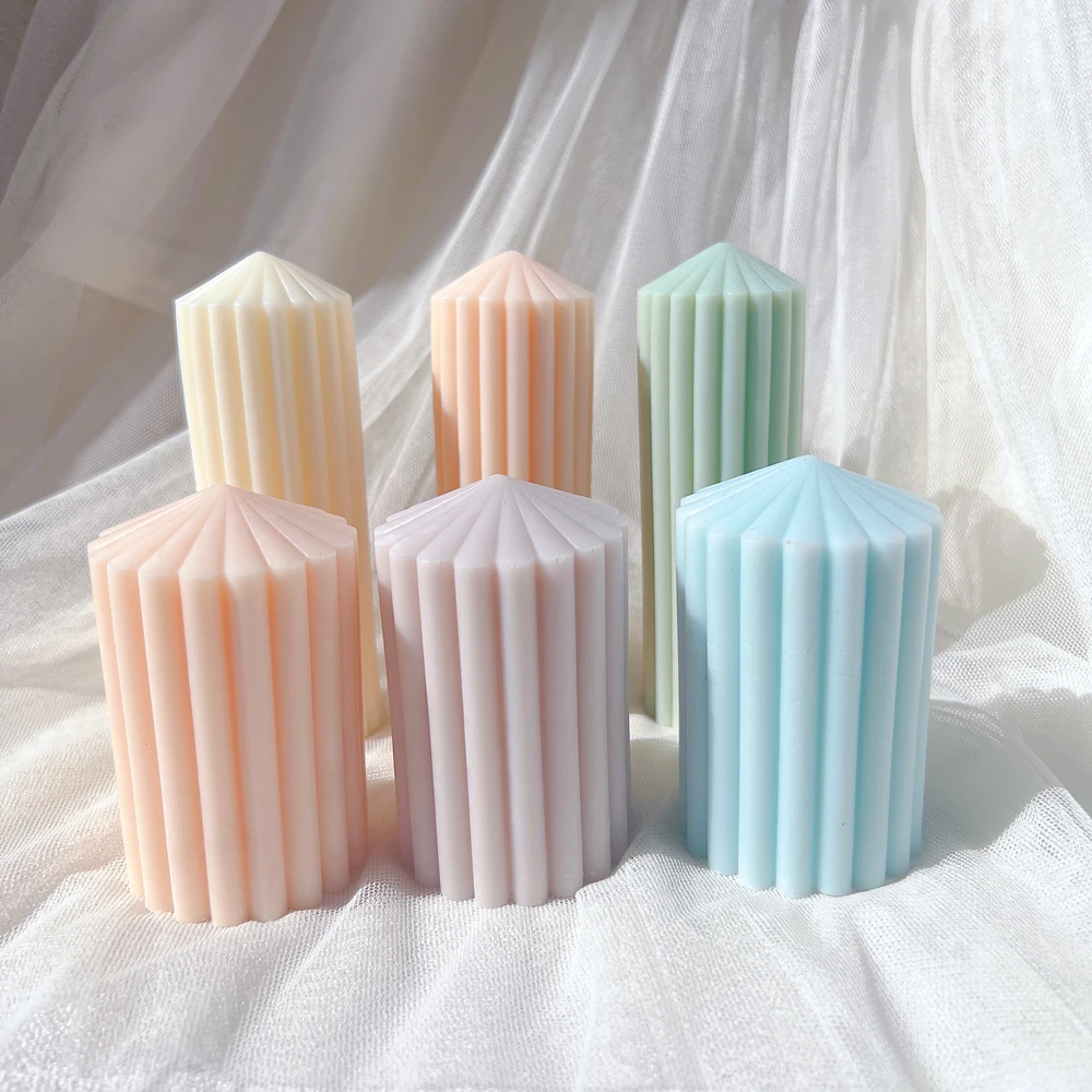 

Unique Striped Column Home Candle Mould Thick Ribbed Pillar Candle Silicone Mold Aesthetic Modern Decorative Taper Wax Tooling