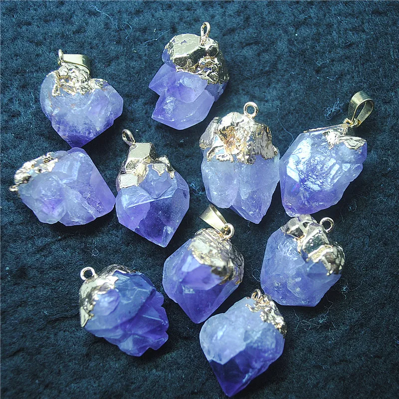 

5PCS Natural Amethyst Gemstone Pendants Size 20-25MM With Golden Top Plated Colors Best For Lovely Jewelry Designs Accessories