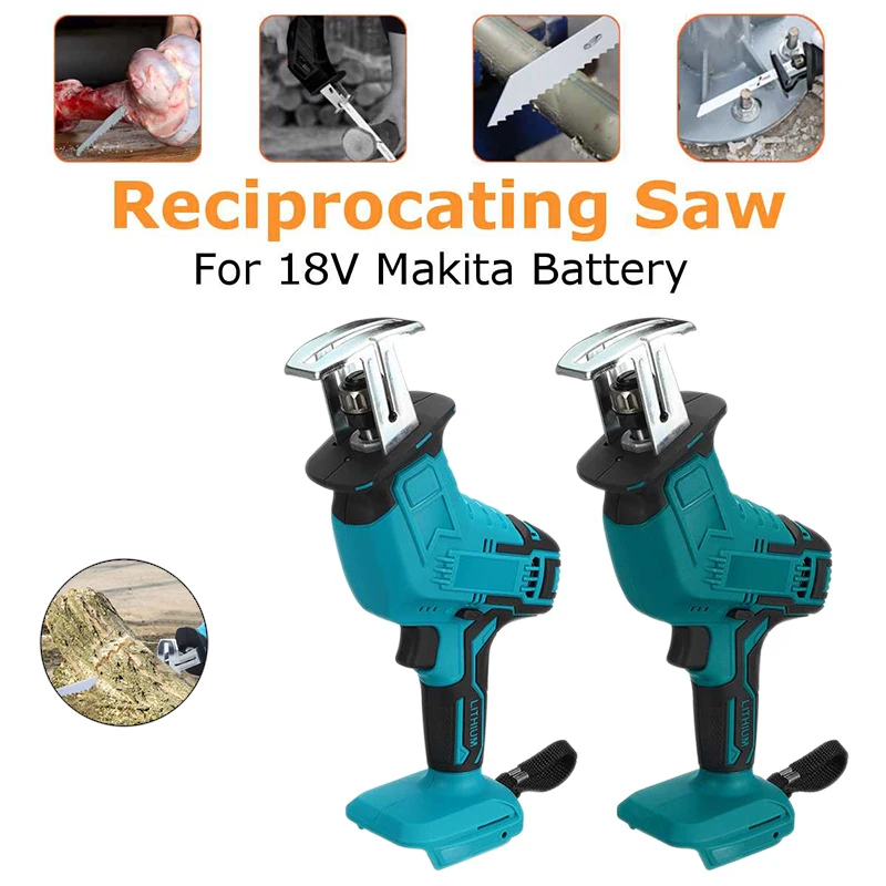 

3000rpm Cordless Electric Reciprocating Saw Adjustable Speed Chainsaw Cutting Tool with 4 Saw Blades For 18V Makita Battery