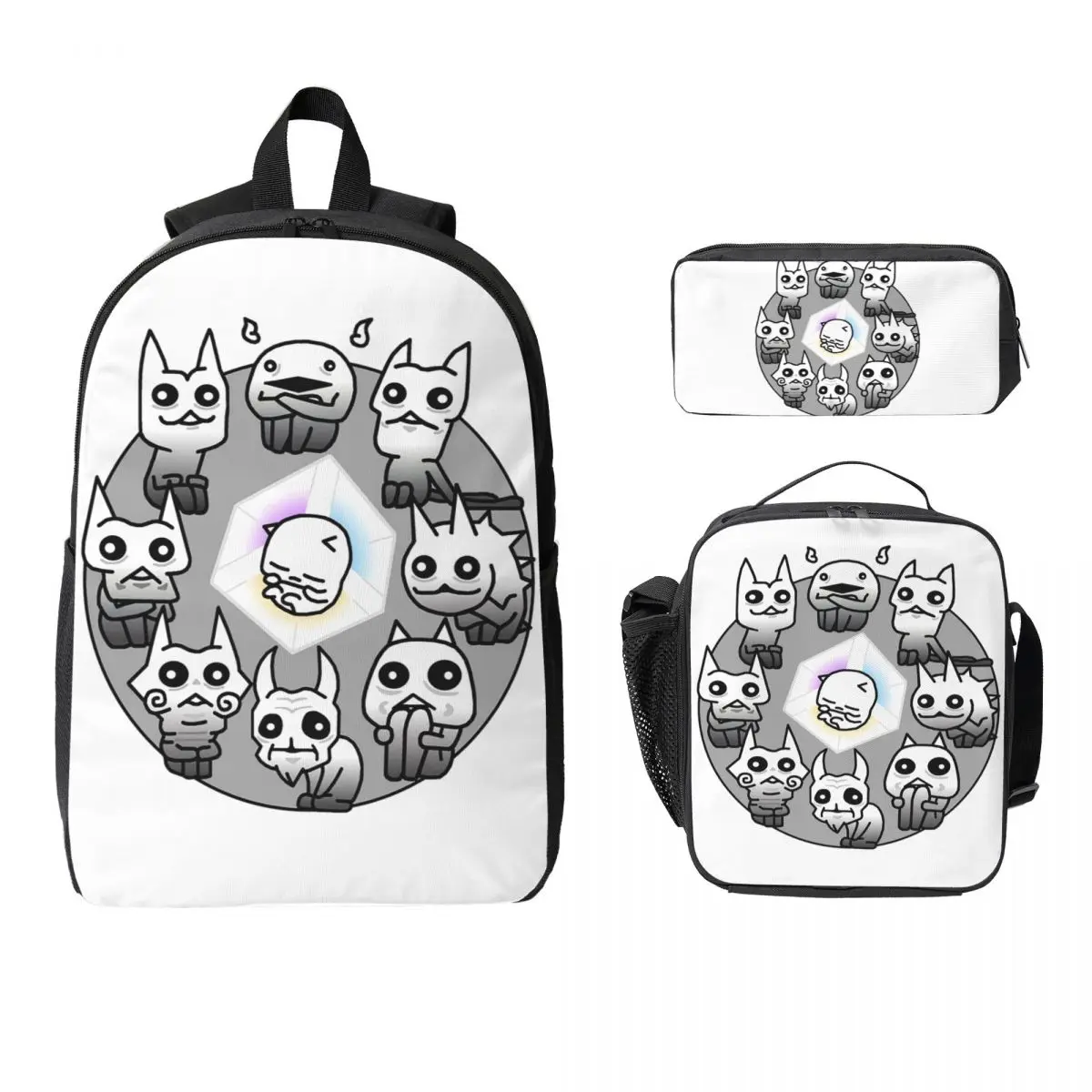 

Battle Cats Nekoluga Mural Backpack Student Boy Girl BookBag School Bag Laptop Shoulder Bags 3ps Insulated Lunch Bag Pencil Case