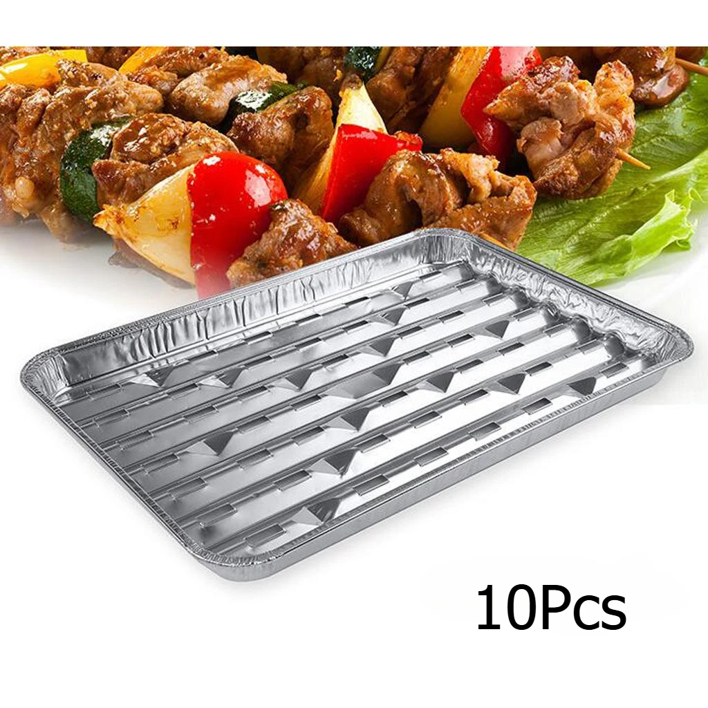 

10Pcs Disposable Aluminum Foil Steam Table Pans,Outdoor BBQ Barbecue Grilling Trays Heavy Duty Roaster Pans