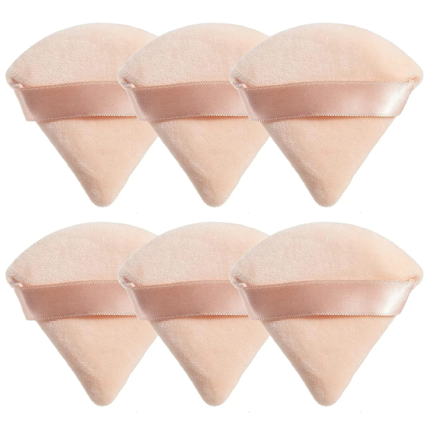 Essential Soft Luxurious Cotton Velvet Makeup Puffs - Set of 6 for Flawless Application, Perfect for Hard-to-Reach Areas, Contou