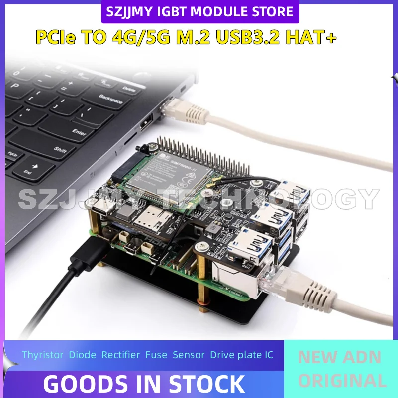 Raspberry Pi 5th generation PCIe to M.2 4G/5G and 3-channel USB 3.2 interface expansion board HAT+standard NEW ORIGINAL IN STOCK