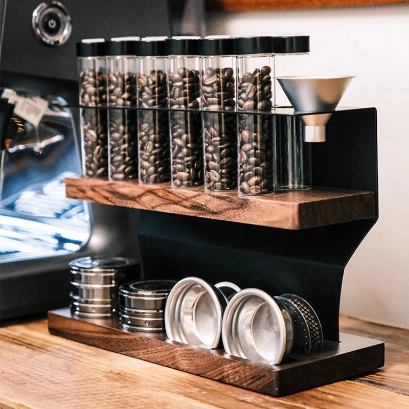

Coffee Bean Display Rack, Single Canister Sealed Storage,Coffee Grinder and Accessories Organizer, All-in-One Coffee Gear Holder