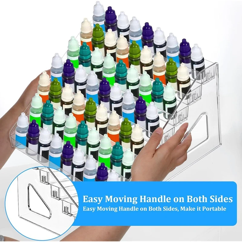 

Clear Paint Organizer with 2 Pcs Paint Brush Holder, 7 Layers Acrylic Painting Organizer, for Model Painting Nail-Polish-SPMI