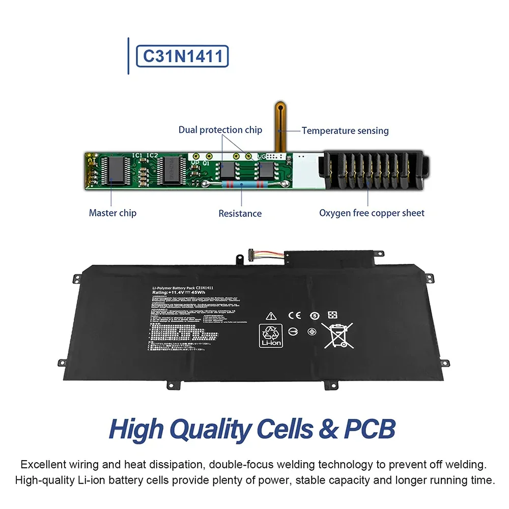 C31N1411 Laptop Battery Compatible for ASUS ZenBook C31N1411 UX305 UX305F UX305FA UX305C UX305CA U305 U305F U305FA U305UA U305CA