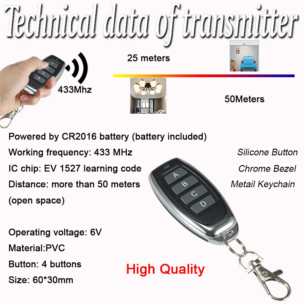 WenQia 110V 220V 240V RF drzwi garażowe pilot 433MHz bezprzewodowy przełącznik 10A 2CH moduł przekaźnika odbiorczego dla światła/bramy/DIY