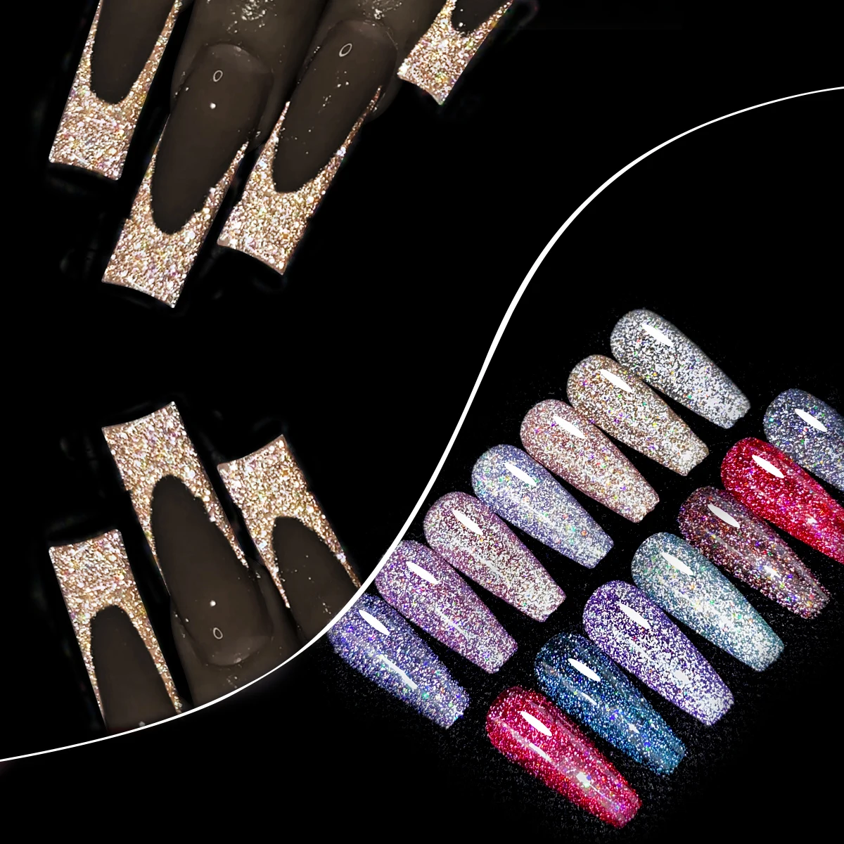 Groillim Single Bottle Rainbow Rhinestone Gel-Nagellack – glänzender Effekt, alkoholfrei, 0,24 Unzen – glitzernde Nägel, Salon geeignet