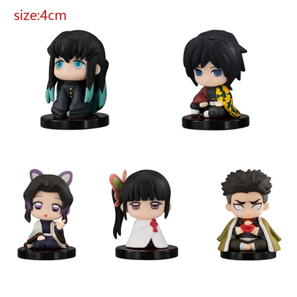 Nueva figura de Demon Slayer de juguete de Anime Kimetsu no Yaiba versión Q sentado Tanjiro Nidouzi Inosuke Zenizu PVD figura modelo muñeca