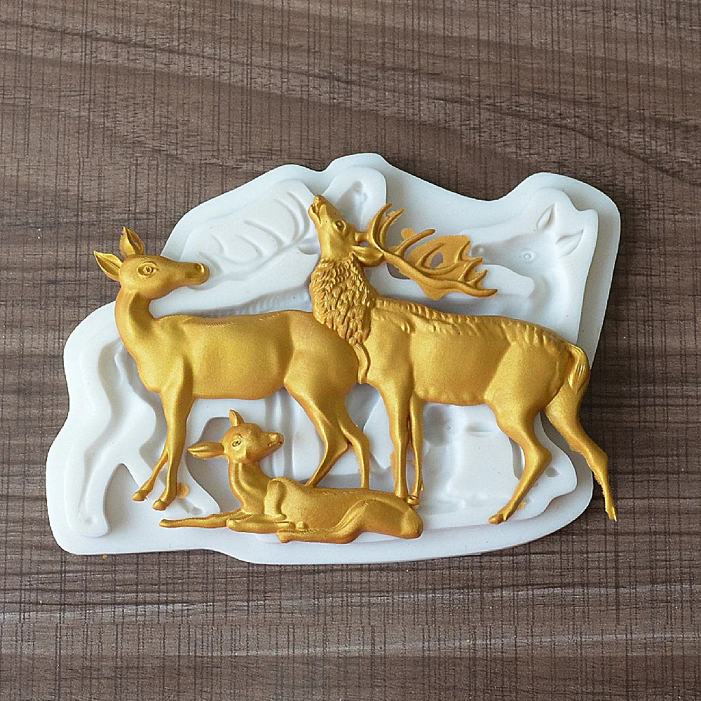 3D Christmas Elk Resin Silicone Mold Reindeer Chocolate Candy Manufacturing Mold Christmas Party Cake Decoration Mold