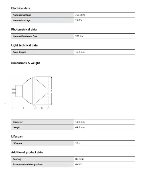 Original Osram ELC 24V250W Halogen Bulb HLX 64653 Compatible For PH 13163 24V 250W GX5.3 Lamp Microscope Projector Light