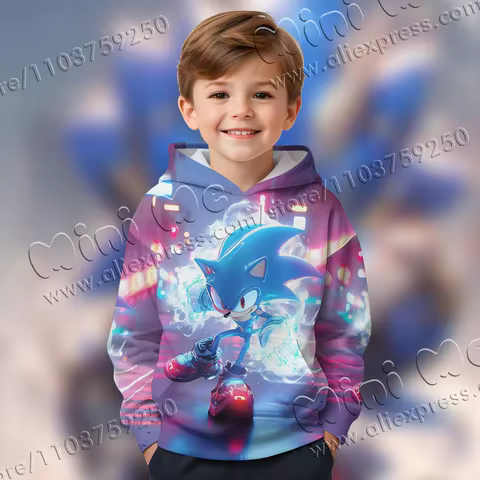 2024 Children's Clothes Sonic 3D Hoodie for Kids Boys and Girls Cartoon Printing Sweatshirt Long Sleeve Spring Autumn Animation