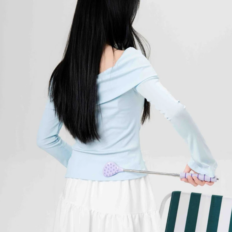 확장형 선인장 등긁개, 2가지 크기의 스파이크, 접이식 한 손 가려움증 스틱 (남녀공용), 휴대용 포인트 마사지 스틱