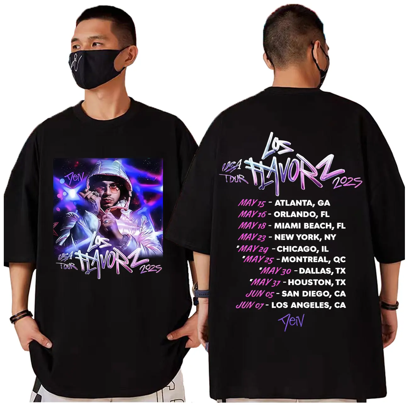 

Rapper Dei V Los Flavorz Tour 2025 Graphic T Shirts Men Women Clothing Fashion Hip Hop T-shirts Harajuku Y2k Oversized T-shirts