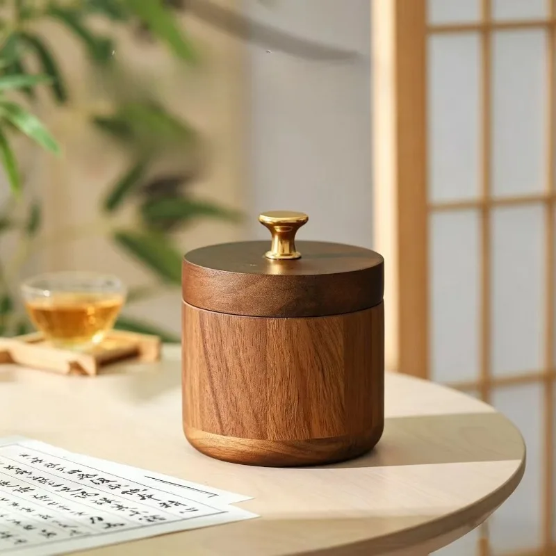 

Tall Wooden Covered Ashtray Windproof Anti-ash Flying, Creative Large Size For Household Living Room Office Business