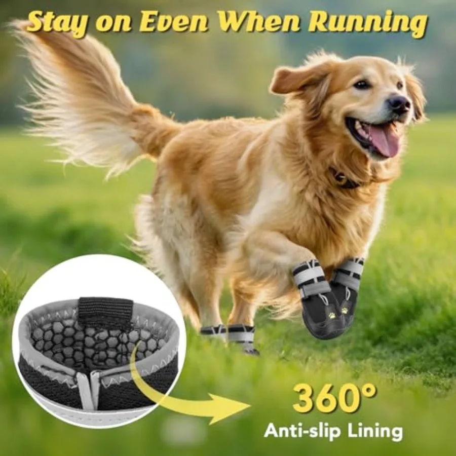 통기성 강아지 부츠 대형 및 중형견용 뜨거운 포장도로 여름 산책 하이킹 겨울 눈 및 야외 사용용