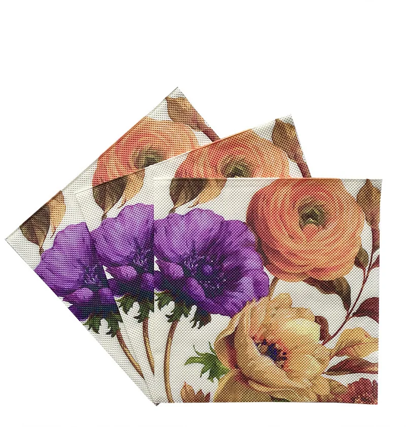 10/20pcs/Pac 33*33cm 2-Ply New Colourful Leaf Flower Printed Napkin Party Decoration Wine Glass Flower Paper Paper Placemat