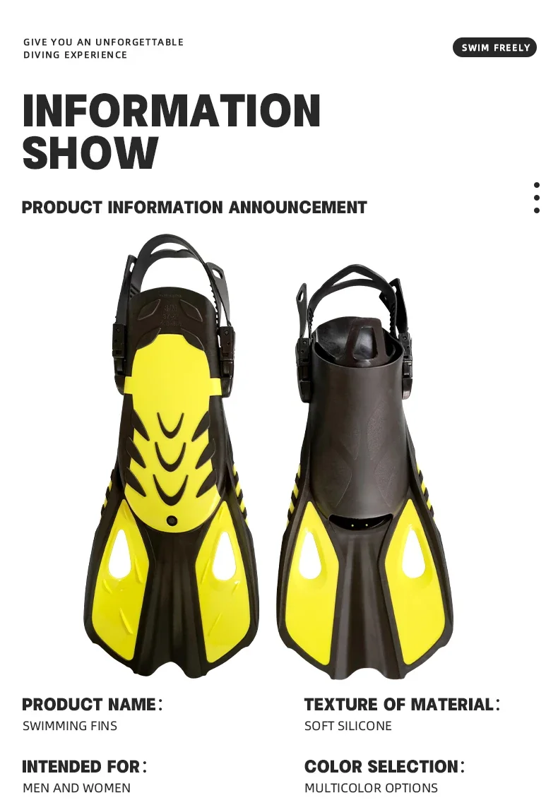 Hot Selling 2024 Fashion Wholesales Freediving Swimming Fin Custom Logo Adjustable Blade Fins Long Diving Fins