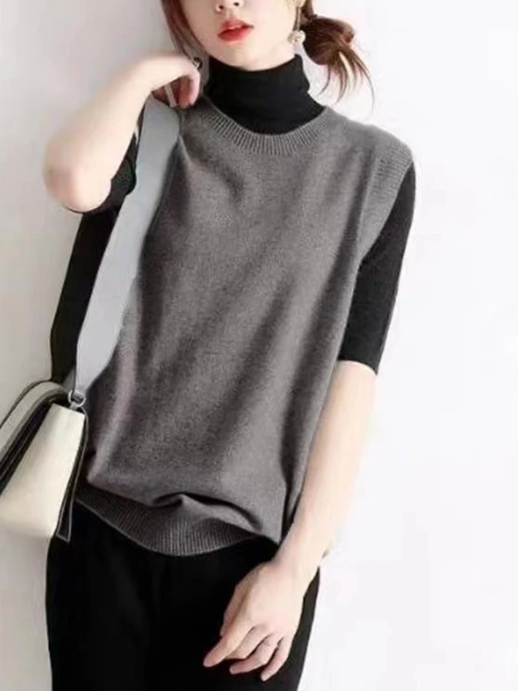 Sweater Cardigan O-neck Sleeveless Women Autumn Winter Top Solid Sweater Knitted Vest Commuter Style Clothes Preppy Look 2023
