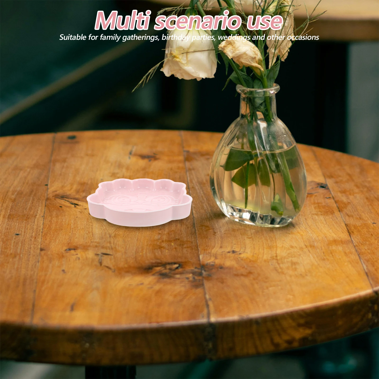 

Creative Fruit Platter Tray Restaurant Pink Vegetable Appetizer Flat Bottom Plate Easy Clean Sturdy Material Space Saving