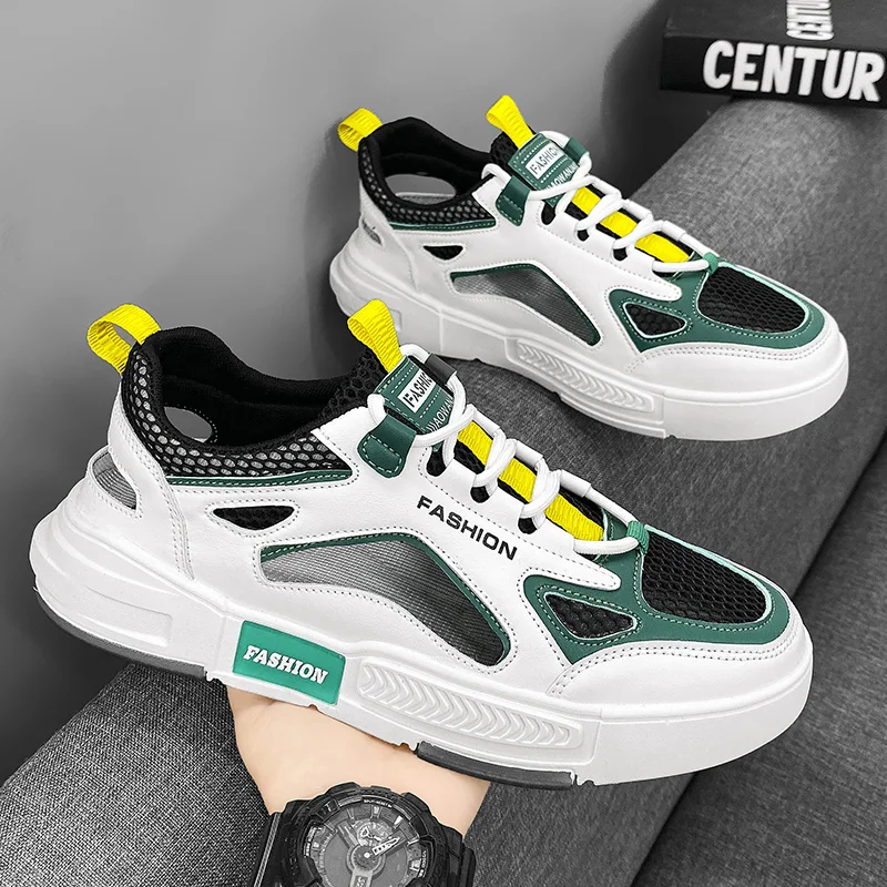 

Man's Summer New Mesh Hollow Out Sports Sandals Round Toe Thick Sole Non Slip Breathable Lace Up Casual Sports Shoes Beach Shoes