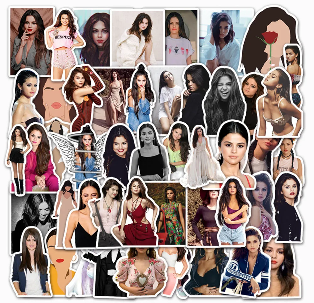 

10/50PCS Singer Selena Gomez Aesthetic Stickers Guitar Laptop Phone Cup Waterproof DIY Graffiti Sticker Decals Packs for Teens