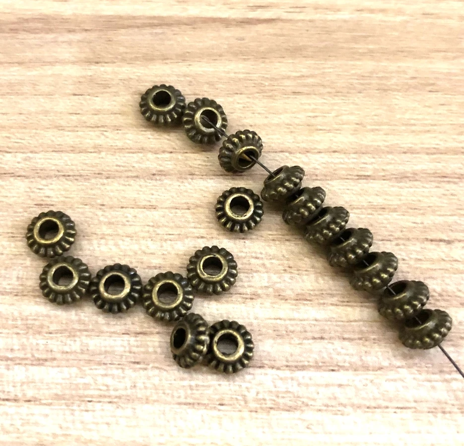 

100pcs 6mm ,hole 2mm Zinc alloy metal spacer beads for handmade findings HW2938