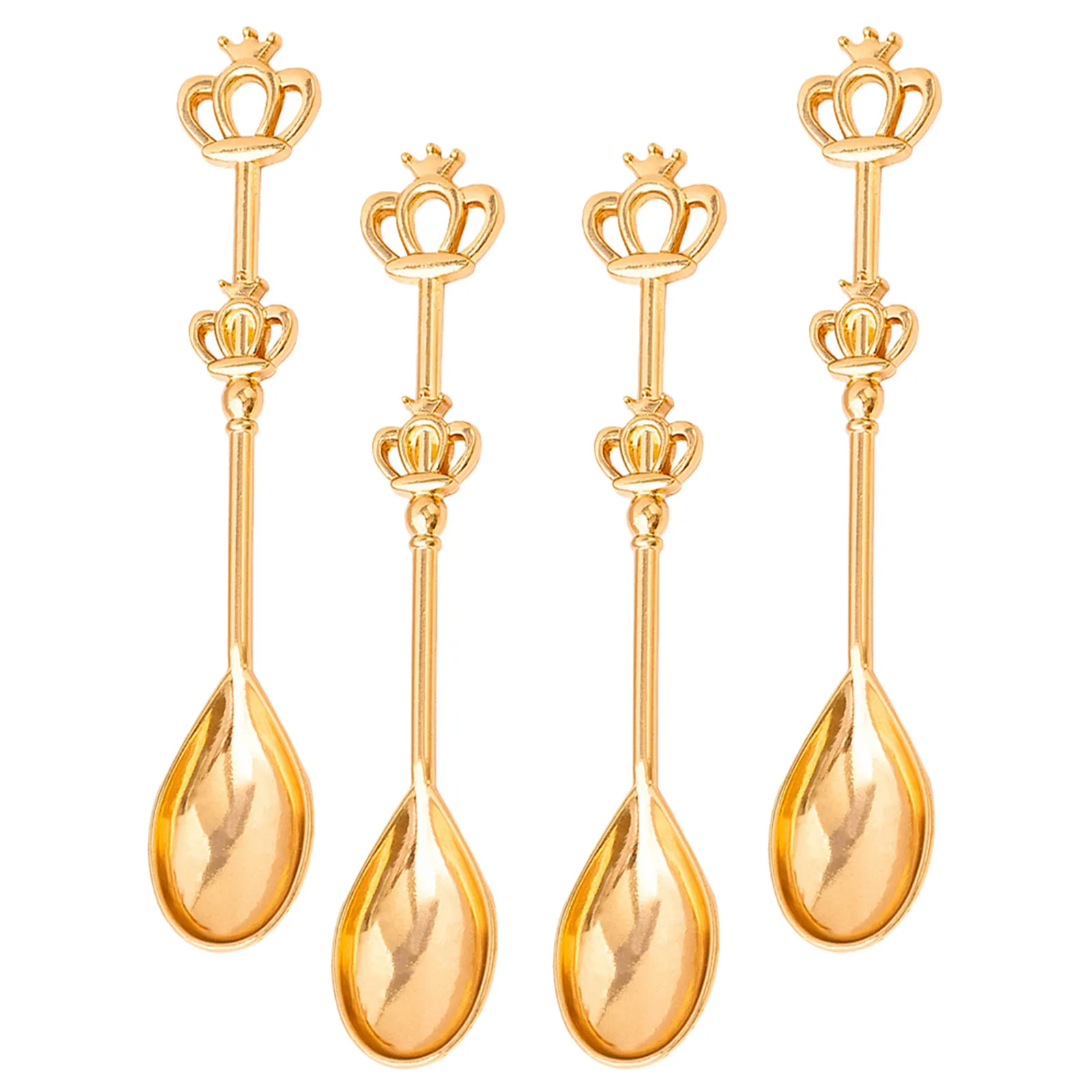 4 Pcs Stainless Crown Bridal Shower Favors Tea Spoons Golden Creative Teaspoons