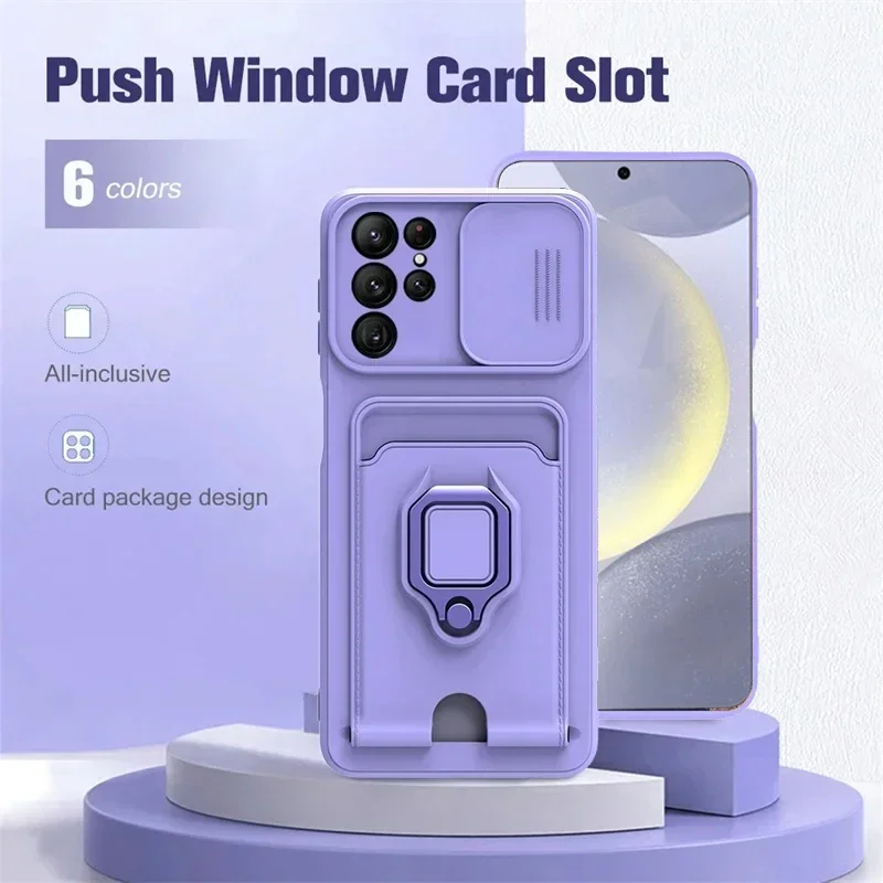 

Чехол с кольцом-держателем для Samsung Galaxy S24 S23 S22 Ultra Plus, чехол-бумажник с кармашком для карт для камеры Samsung S23 S21 S20 FE, чехол