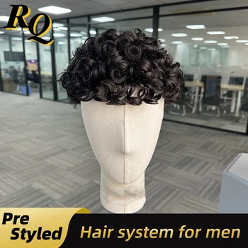 25 مللي متر مجعد قبل نمط أحادية بولي Base الطابق السفلي الرجال الشعر المستعار استبدال الرجال شعر مستعار نظام الشعر مجعد قبل قطع الاصطناعية